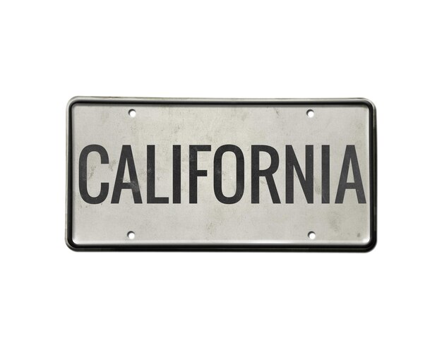 Foto piastra con la scritta california su sfondo bianco