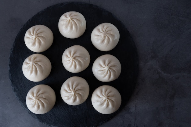 Plate with khinkali, georgian recipe