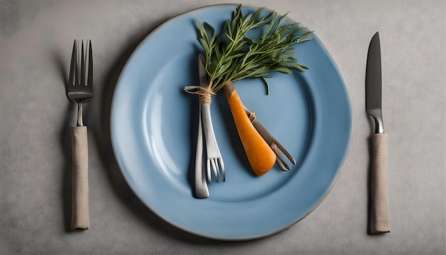 a plate with a knife and fork on it with a knife and fork on it