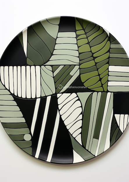 a plate with a leaf pattern on it