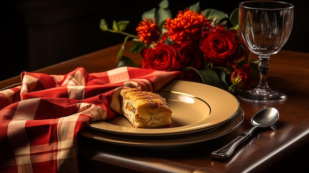 Plate with a Meal and Cutlery on a Napkin