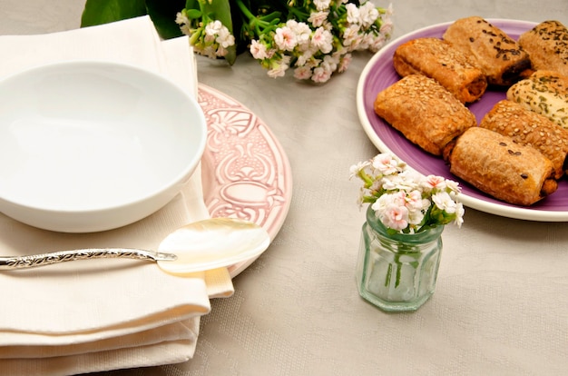 Plate with mini snacks and decoration