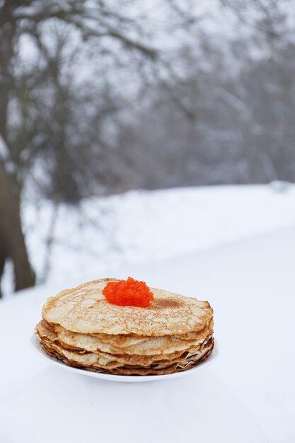 Plate with pancakes