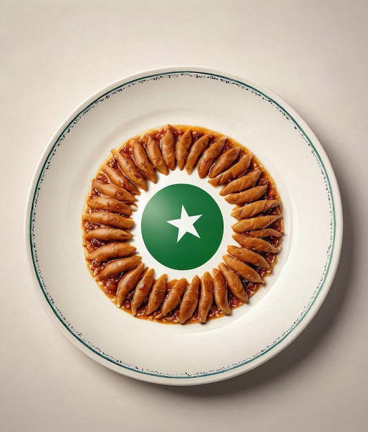 Photo a plate with a pastry on it that has the flag on it