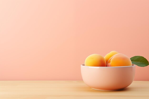 plate with peaches on the background with a copy of the space color peach fuzz