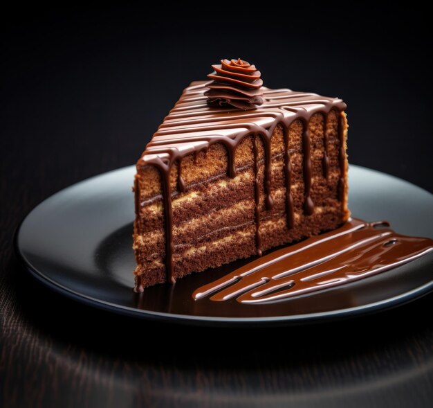 A plate with a piece of chocolate cake