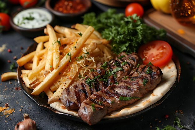 Plate with Pita French Fries