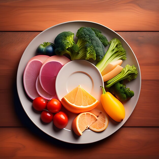 Plate with proper nutrition health and weight loss