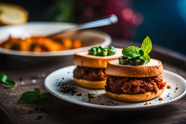 Photo a plate with sandwiches and a side of fries on it