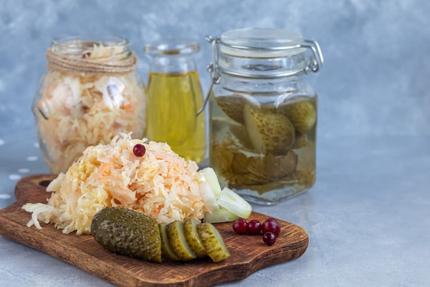 A plate with sauerkraut. It is a healthy fermented product.