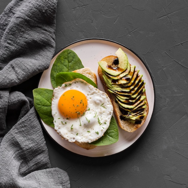 Photo plate with tasty fried egg