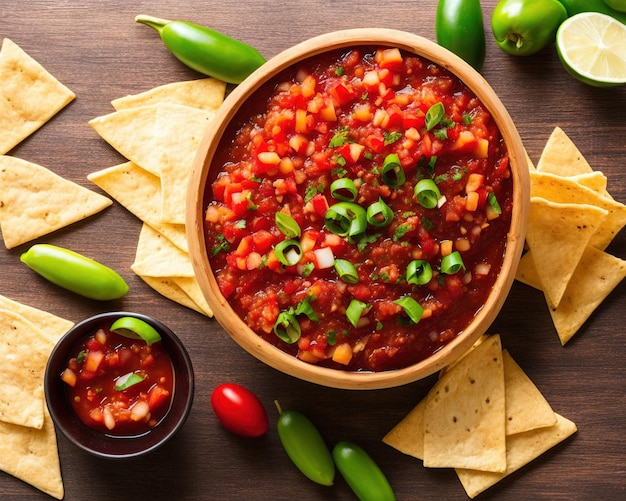 Plate with tasty nachos and salsa