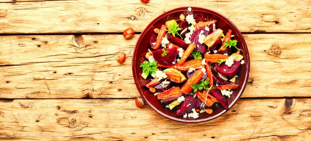 Plate with tasty salad