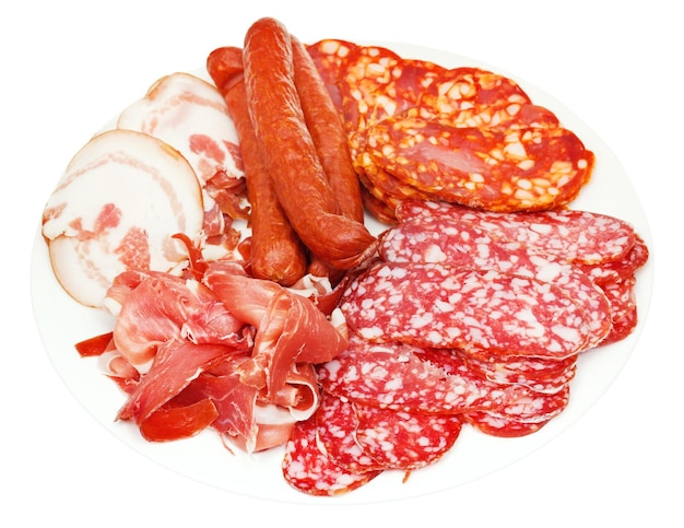 Plate with various meat specialties