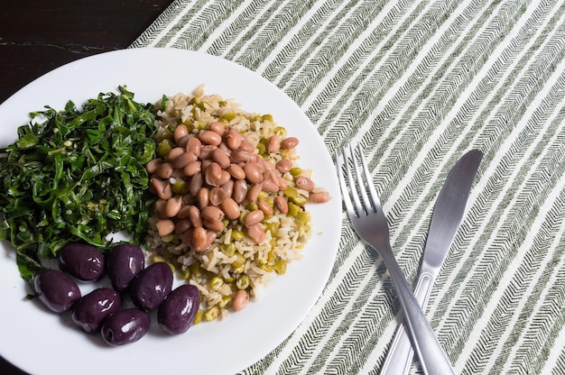 Plate with vegetarian Brazilian food