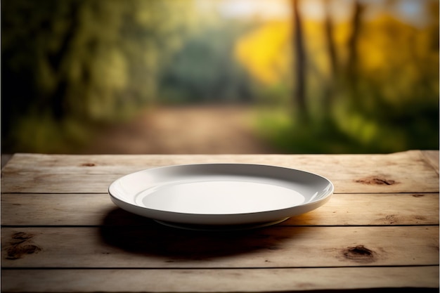 plate on a wooden table illustration images