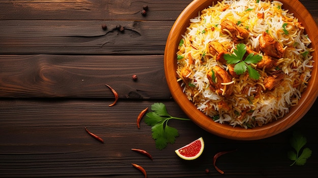 Photo a plate of yammy and delicious biryani well cooked with spices