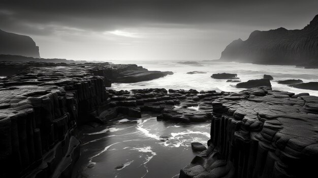 Plateau Coast In Black And White An Art Composition By Adams Fe