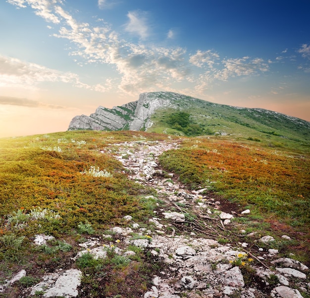 Plateau of a mountain in the autumn