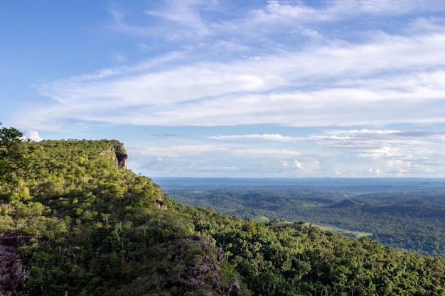 Plateau of Tepequem Roraima Mountain range and a blue sky with clouds