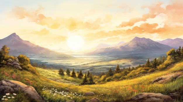 Plateau Of Turkey Watercolor Illustration In Animecore Style