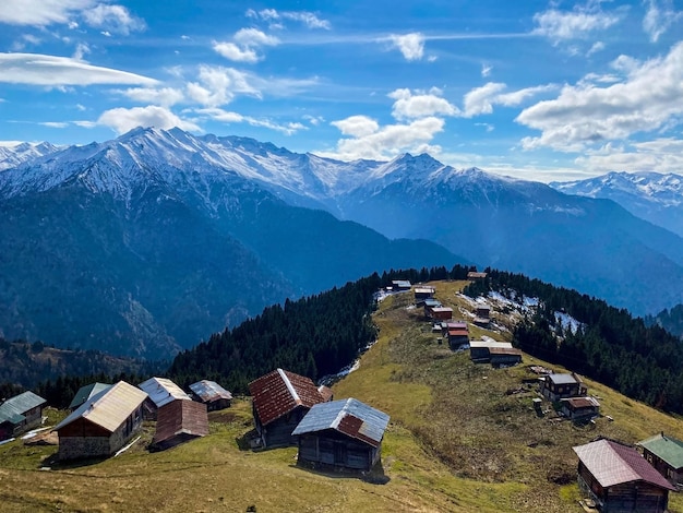 Plateauhuizen in de bergen Ayder Plateau in Rize Turkije