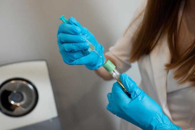 PlateletRich plasma voorbereiding Plasma in spuit Centrifuge