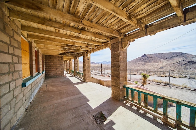 Platform of abandoned train station in ghost town