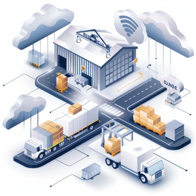 Photo the platform data in the cloud logistics illustration warehouse management