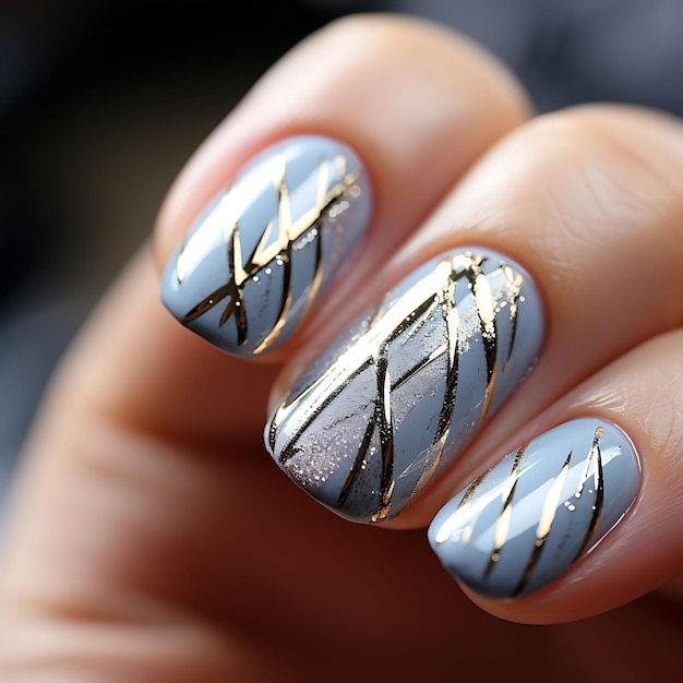 Platina Glam Platinafolie Nagels Design Metallic Zilver Col Conceptidee Creatieve kunst Fotoshoot