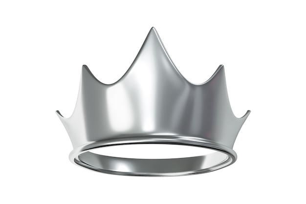 Platina of zilveren kroon geïsoleerd op een witte achtergrond met premium vip klasse concept. 3D-weergave.