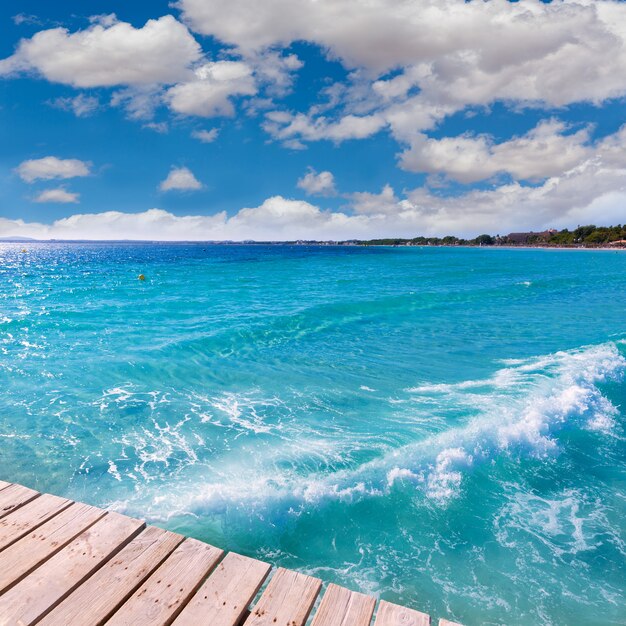 Platja de Alcudia beach pier in Mallorca Majorca