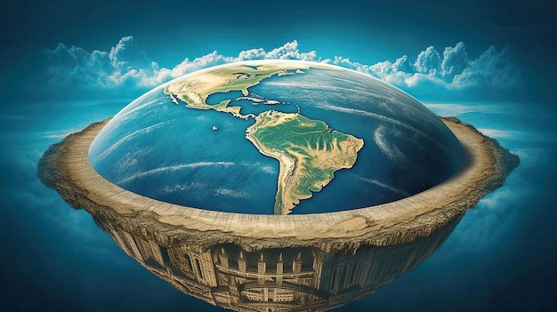 Platte aarde atlas kaart zwarte achtergrond concept van globalisering redden planeet Header banner mockup