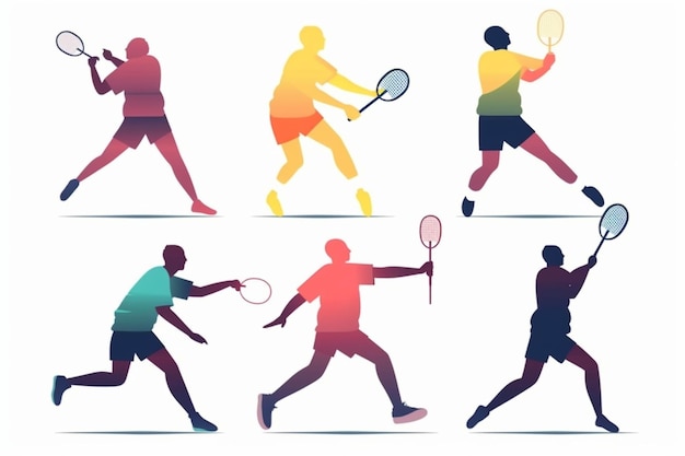 Platte badminton-speler silhouet collectie