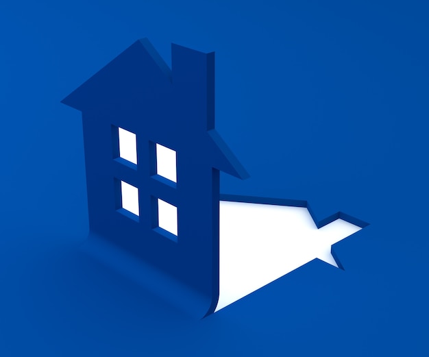 Platte blauwe huis logo 3d render