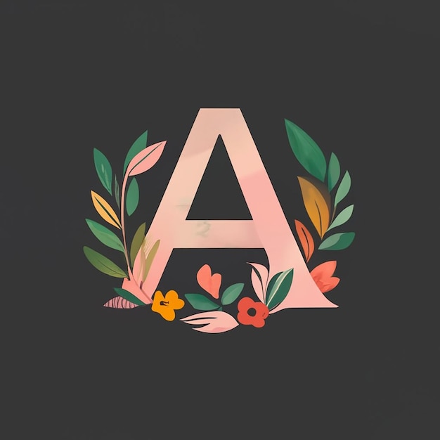 Foto platte bloemillustratie van de letter a