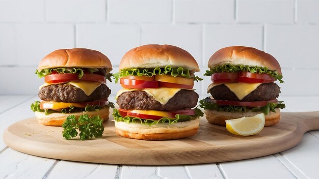 Platte burgers met kopieerruimte