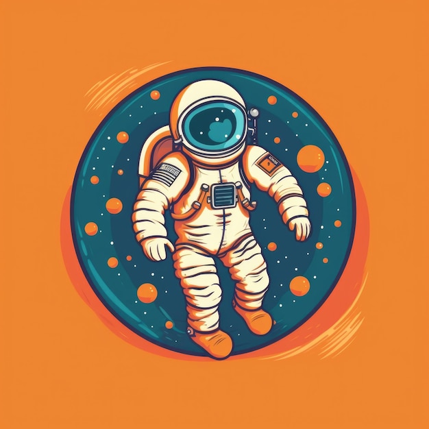 Foto platte cartoon stijl astronaut