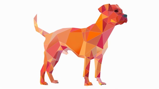 Foto platte geometrische dier hond illustratie in lage veelhoeken