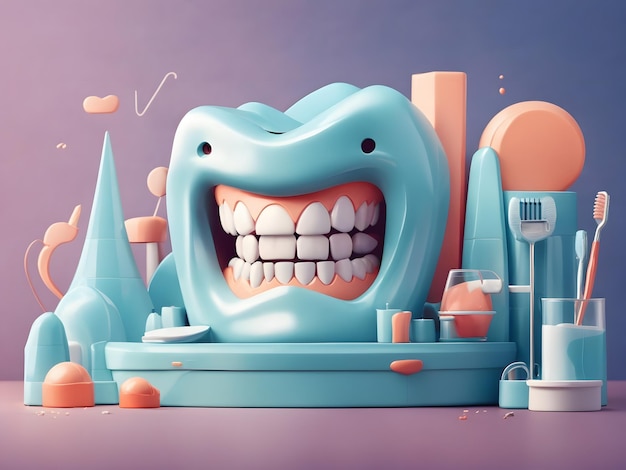 platte illustratie tanden