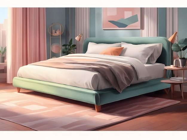 platte illustratie van bed