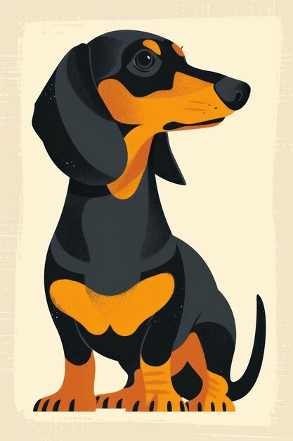 Foto platte illustratie van een dachshund hond met kalmerende kleuren