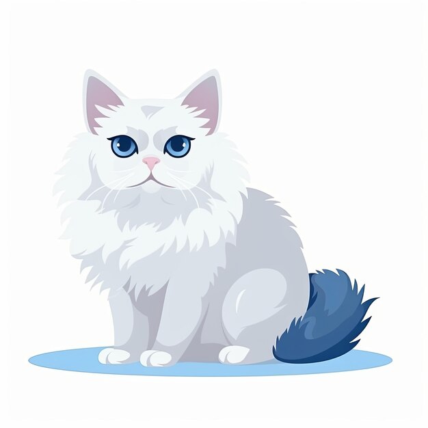 Foto platte illustratie van schattig aangenaam kat vriendelijk karakter witte achtergrond
