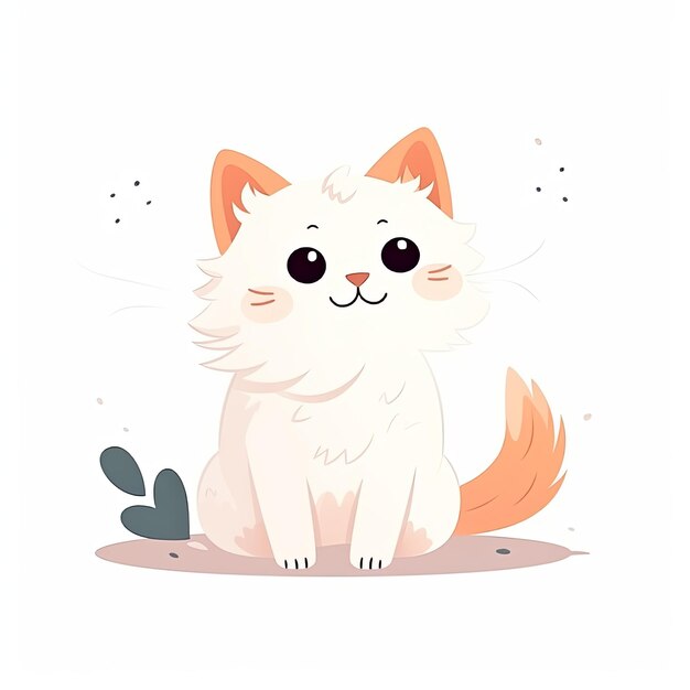 Foto platte illustratie van schattig aangenaam kat vriendelijk karakter witte achtergrond