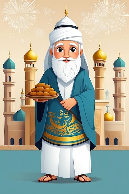 Platte illustratie voor de islamitische nieuwjaarsviering