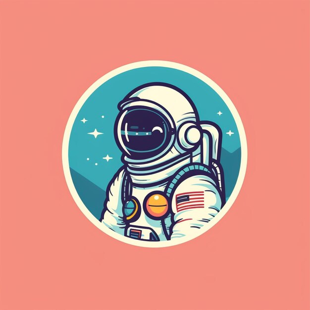 platte kleur astronaut logo vector