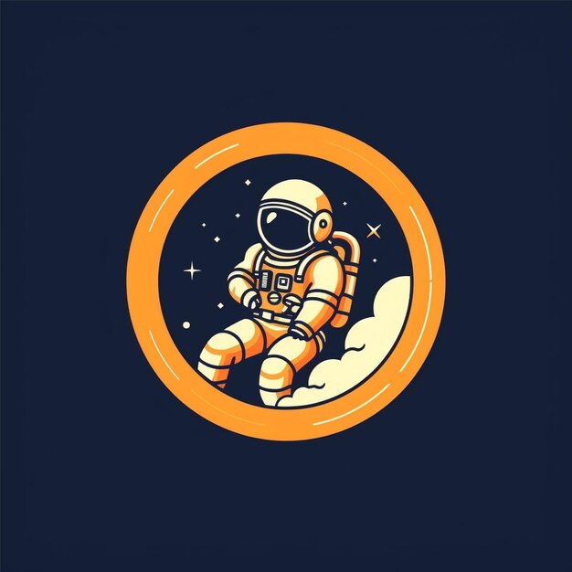 platte kleur astronaut logo vector