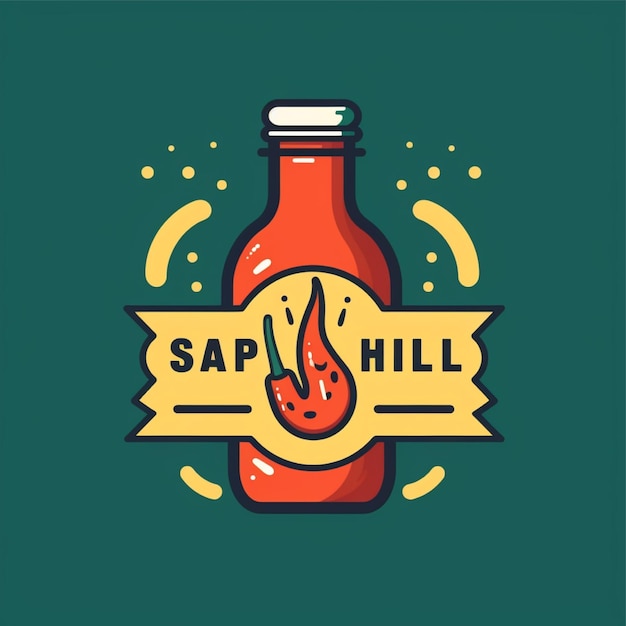 Foto platte kleur chili saus logo vector