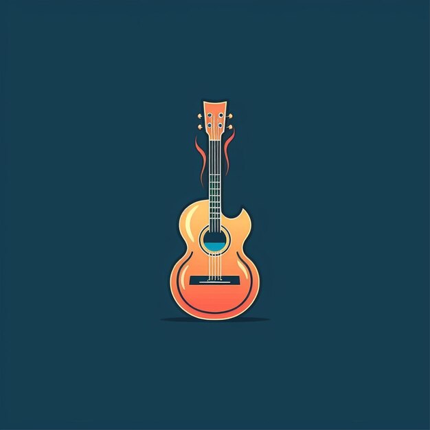 platte kleur gitaar logo vector