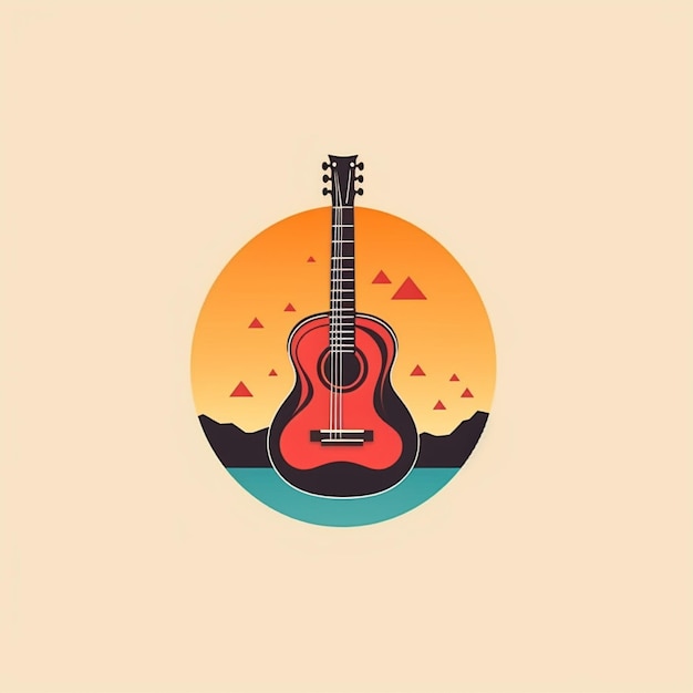 platte kleur gitaar logo vector